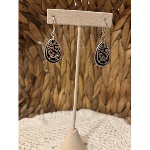 Napier Silver Tone Scroll Filigree Teardrop Dangle Earrings French Wire